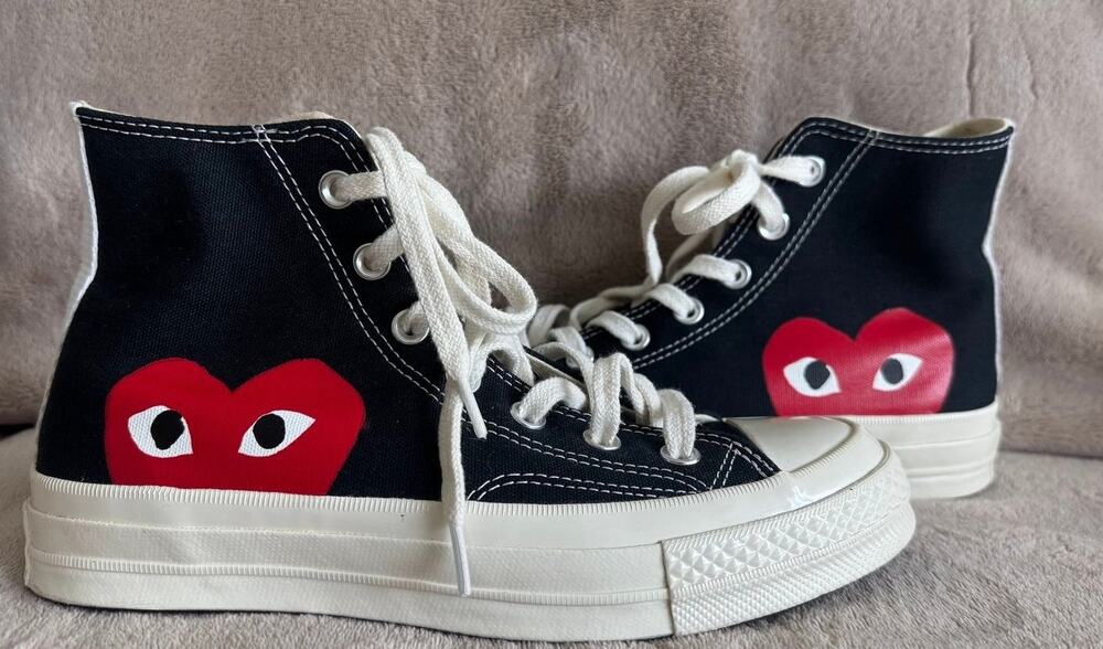 Converse x COMME des GARÇONS PLAY Chuck 70 High Black Heart Unisex-W7/M5 150204C - Picture 4 of 14